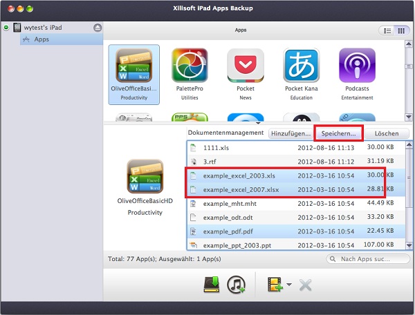Xilisoft iPad Apps Backup for Mac Anleitung, Apps von iPad auf Mac