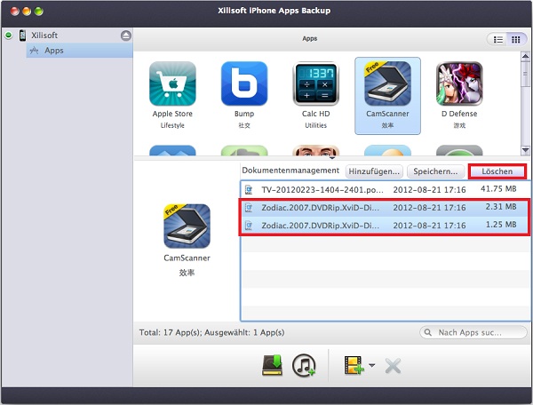 Xilisoft iPhone Apps Backup for Mac Anleitung, Apps von iPhone auf Mac