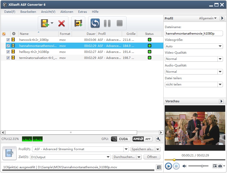 Xilisoft ASF Converter - ASF Video umwandeln