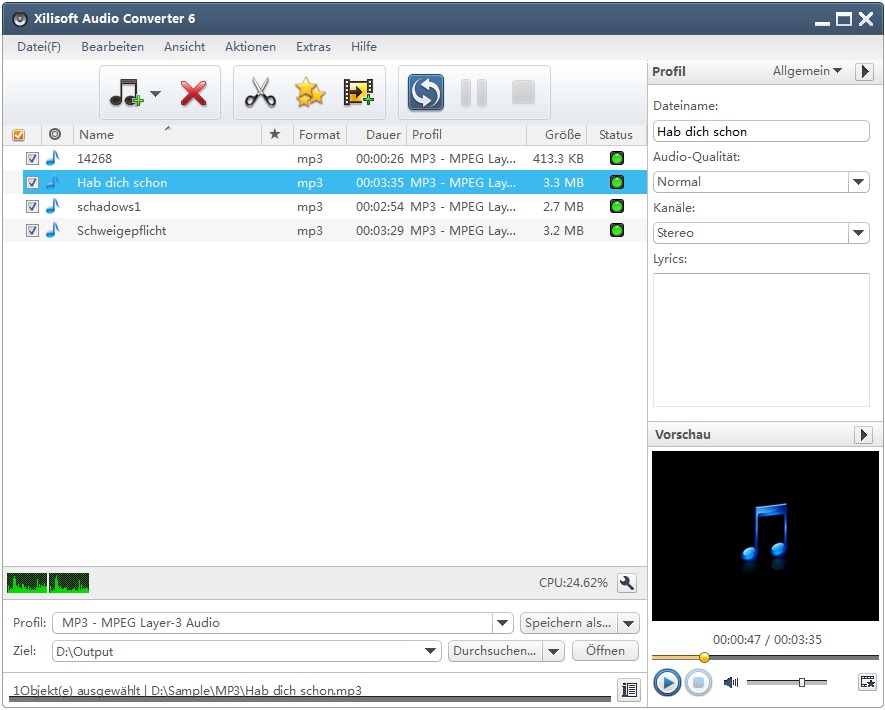 Xilisoft Audio Converter - M4A converter, audio umwandeln