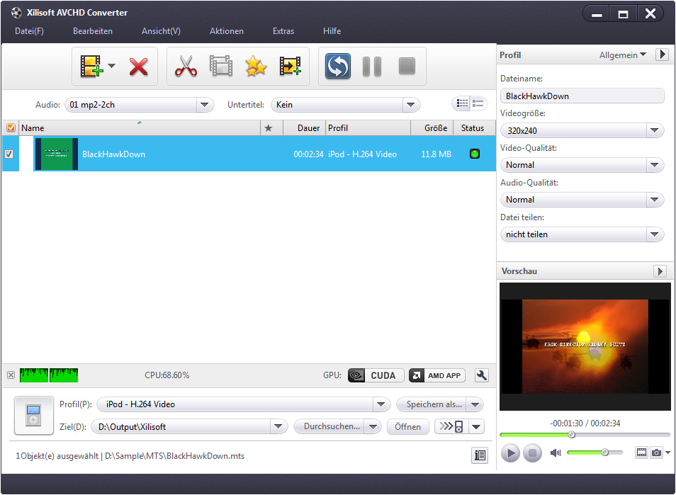 Xilisoft AVCHD Converter - AVCHD Formate umwandeln