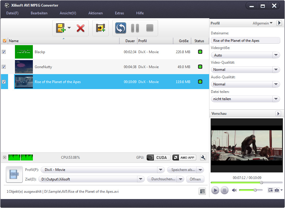 Xilisoft AVI MPEG Converter - AVI Video umwandeln, MPEG umwandeln