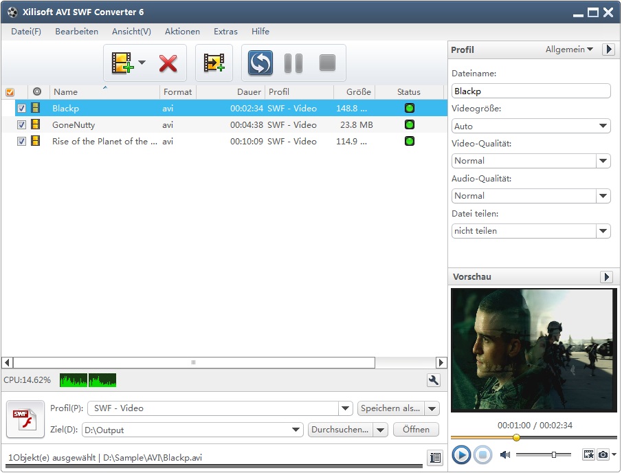 Xilisoft AVI SWF Converter - AVI in SWF umwandeln