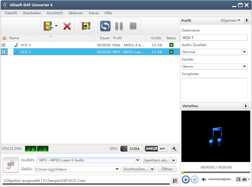Xilisoft DAT Converter - DAT Formate umwandeln