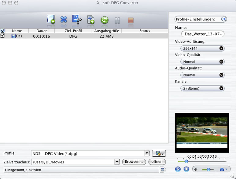 Xilisoft DPG Converter for Mac - Video in DPG konvertieren