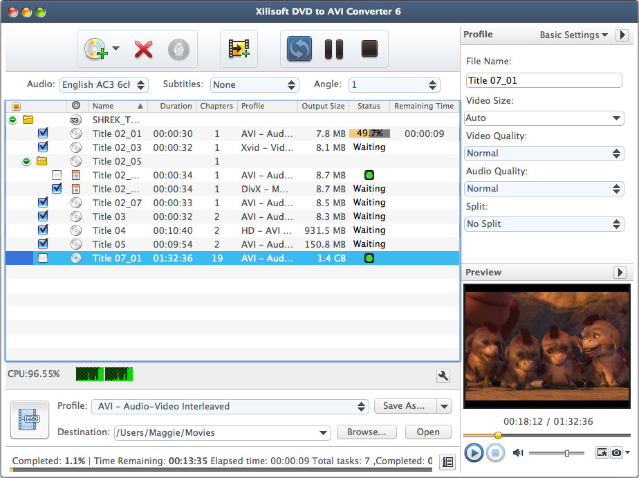 Xilisoft DVD to AVI Converter for Mac- DVD in AVI, DivX und Xvid konvertieren
