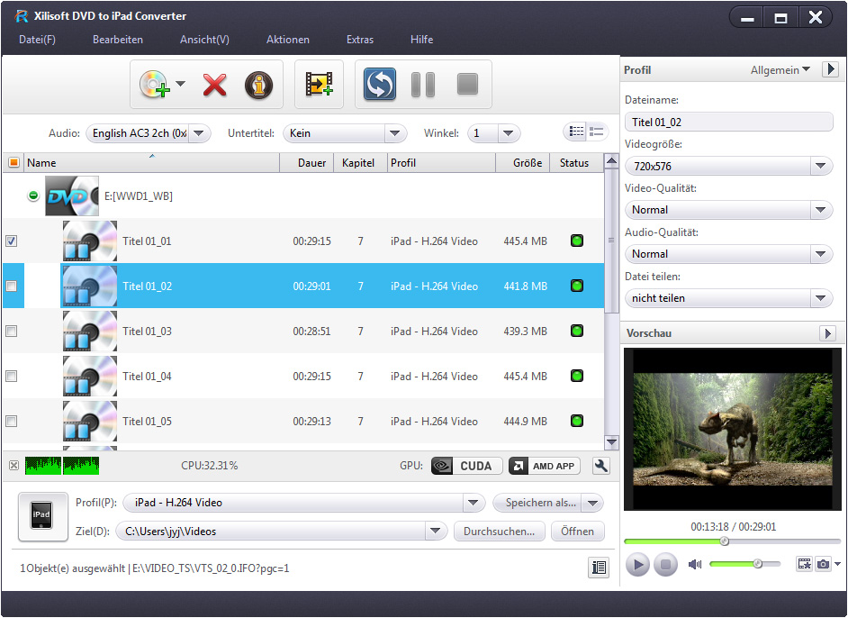 Xilisoft DVD to iPad Converter - DVDs auf iPad rippen