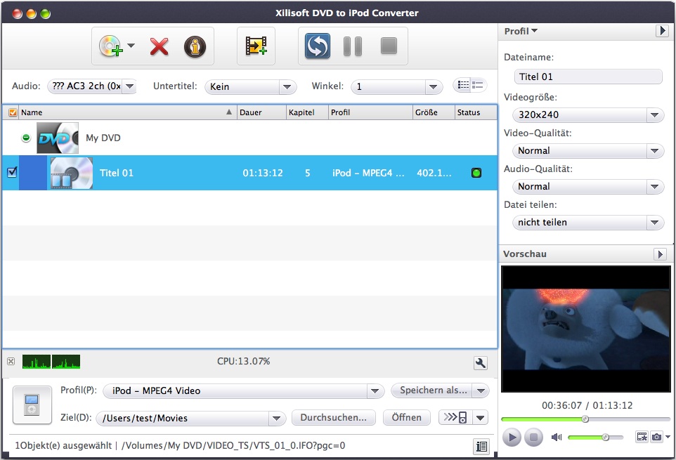 Xilisoft DVD to iPod Converter for Mac - DVD to iPod for Mac