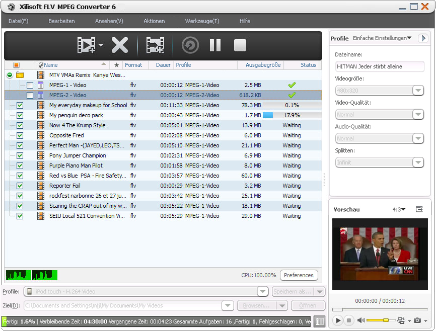 Xilisoft FLV mpeg Converter - FLV in mpeg Formate umwandeln