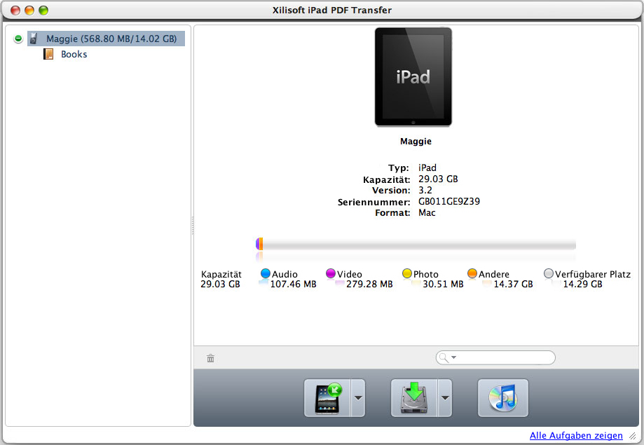 Xilisoft iPad PDF Transfer for Mac - iPad PDF/EPUB Dateien auf Mac
