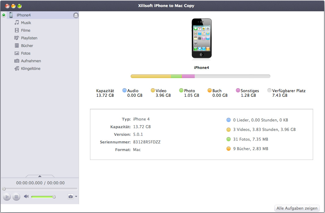 Xilisoft iPhone to Mac Copy - Mac iPhone-Datei übertragen