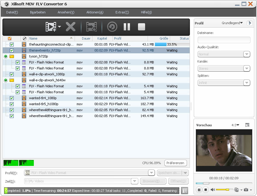 Xilisoft mov flv Converter - mov in flv Formate umwandeln