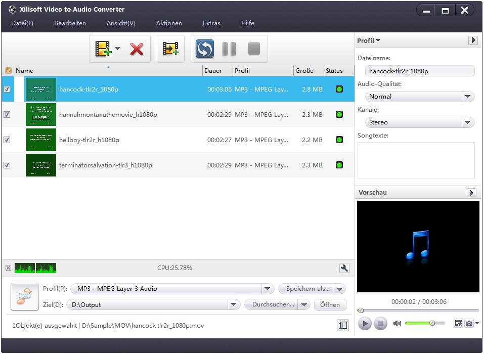 Xilisoft Video to Audio Converter - Video in Audio umwandeln