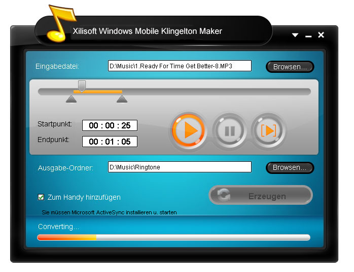 Xilisoft Windows Mobile Klingelton Maker - Windows Mobile Klingelton machen