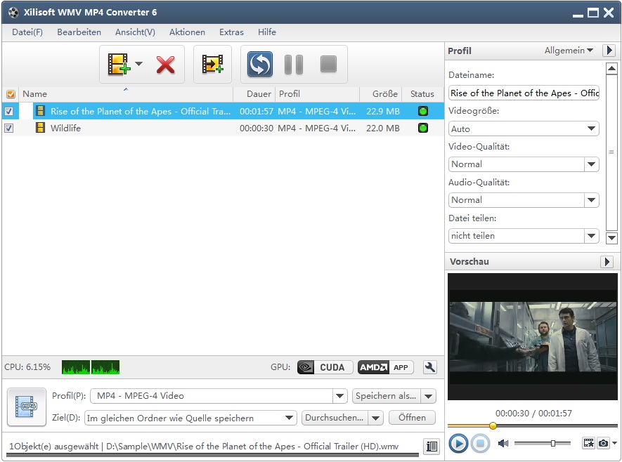 Xilisoft wmv mp4 Converter - wmv in mp4 Formate umwandeln