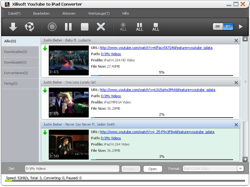 Xilisoft YouTube to iPad Converter - YouTube Video downloaden und in iPad konvertieren