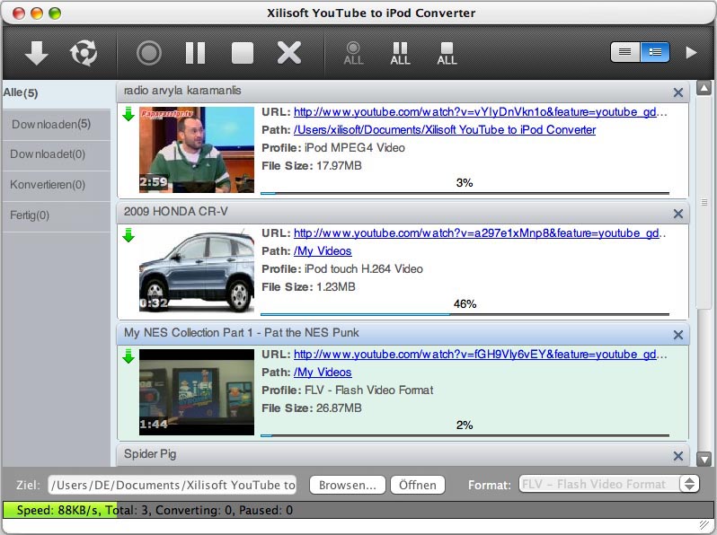 Xilisoft YouTube to iPod Converter for Mac - YouTube Video auf Mac downloaden und konvertieren