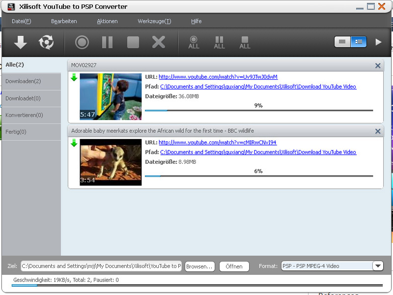 Xilisoft YouTube to PSP Converter - YouTube f&uuml;r PSP Downloader und Converter
